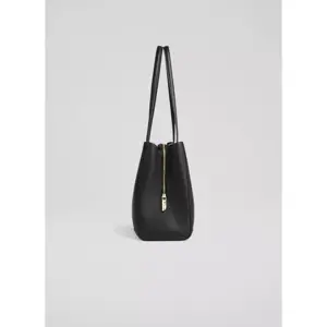 L.K. Bennett Olivia Black Grained Leather Oloid Tote Bag